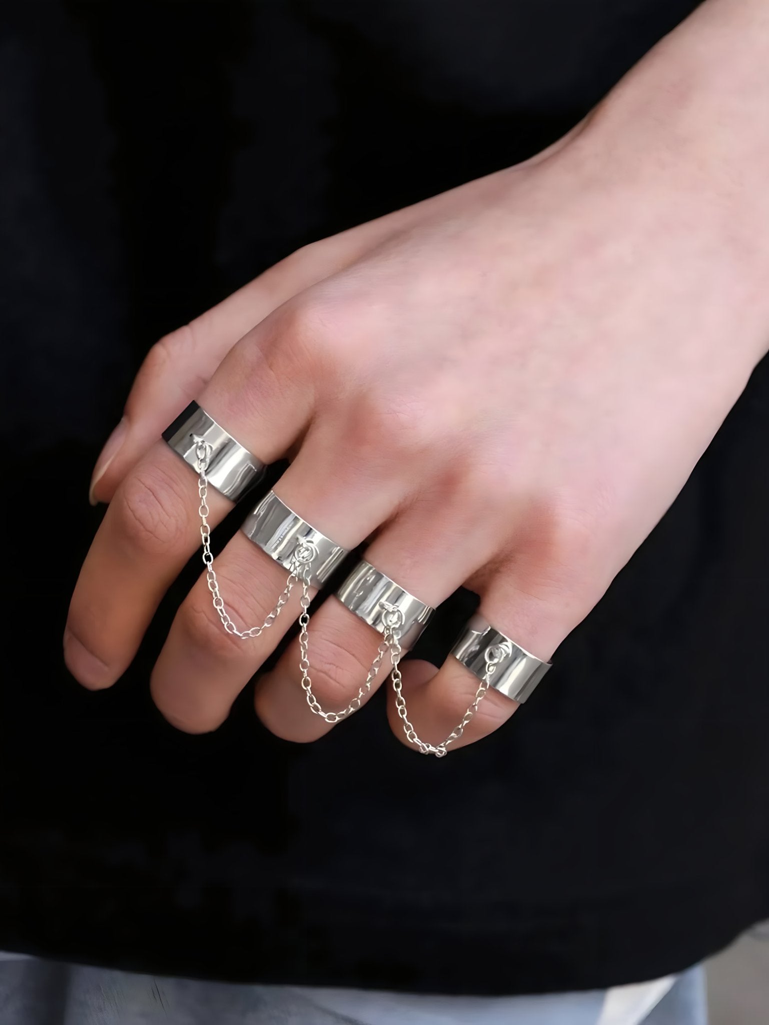 Set de anillos con cadena - My Rebel Shop