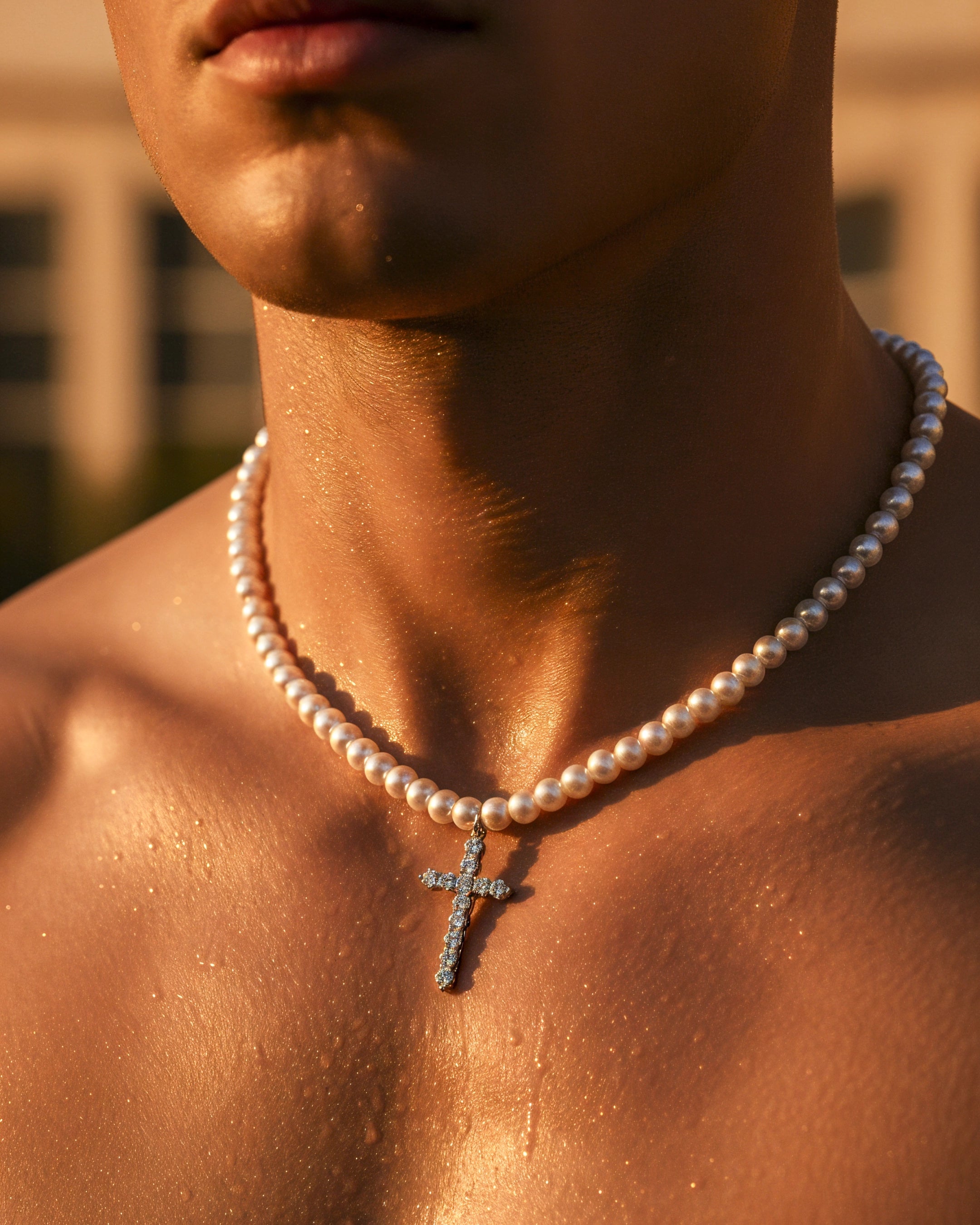 Collar Perlas con Cruz