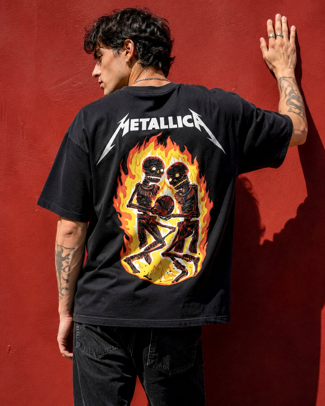 Playera Metallica – Esqueletos en Llamas