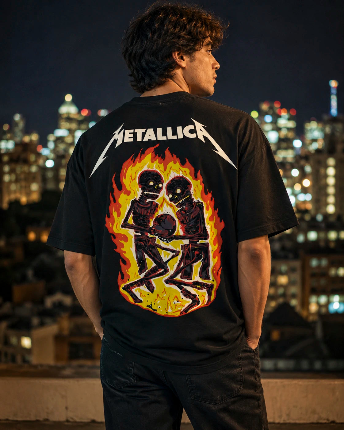 Playera Metallica – Esqueletos en Llamas