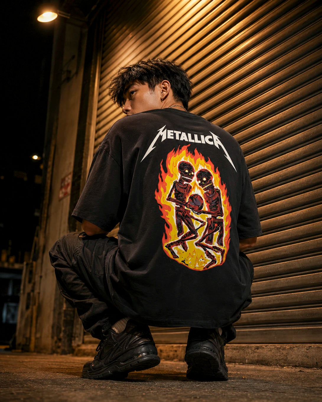 Playera Metallica – Esqueletos en Llamas