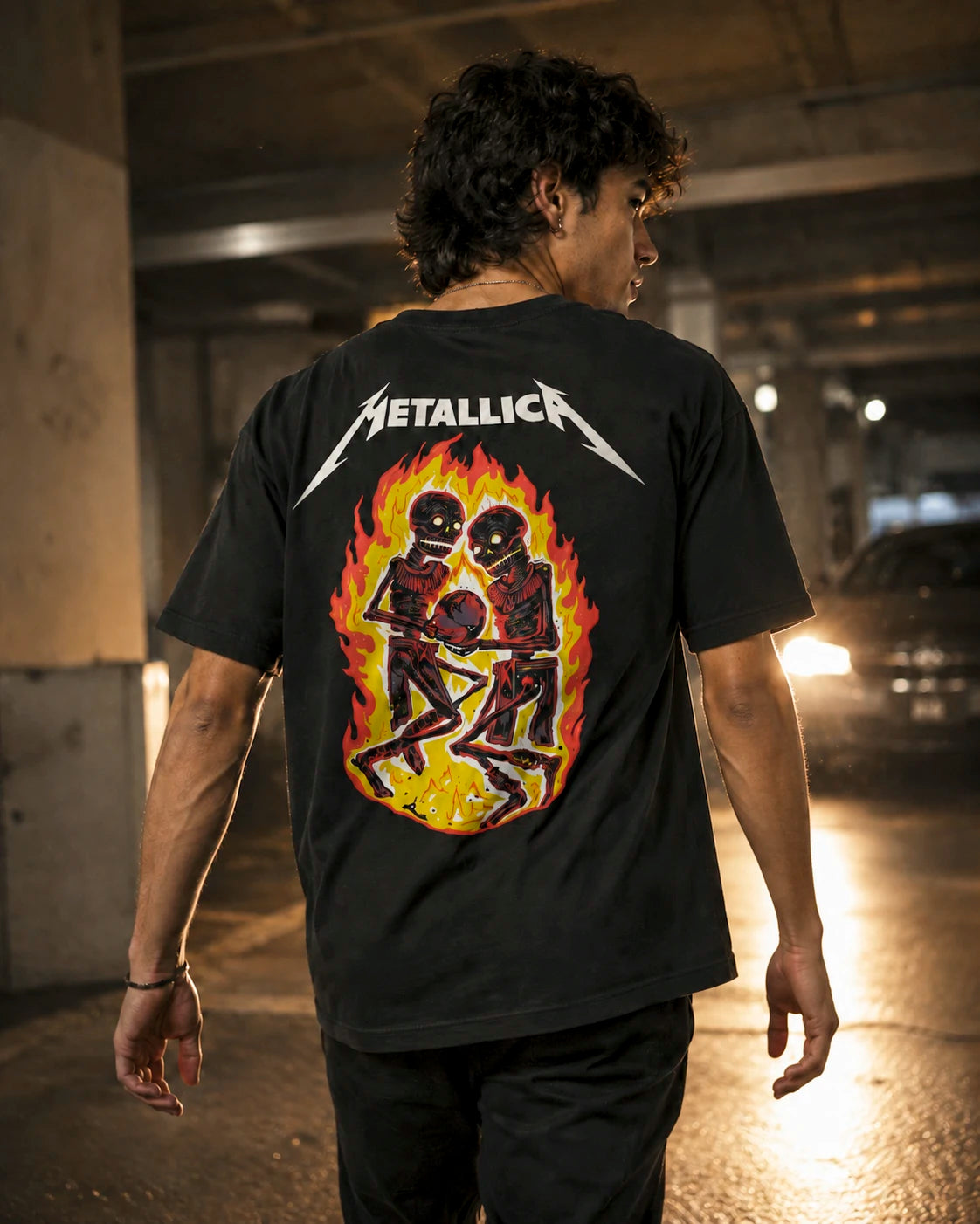 Playera Metallica – Esqueletos en Llamas