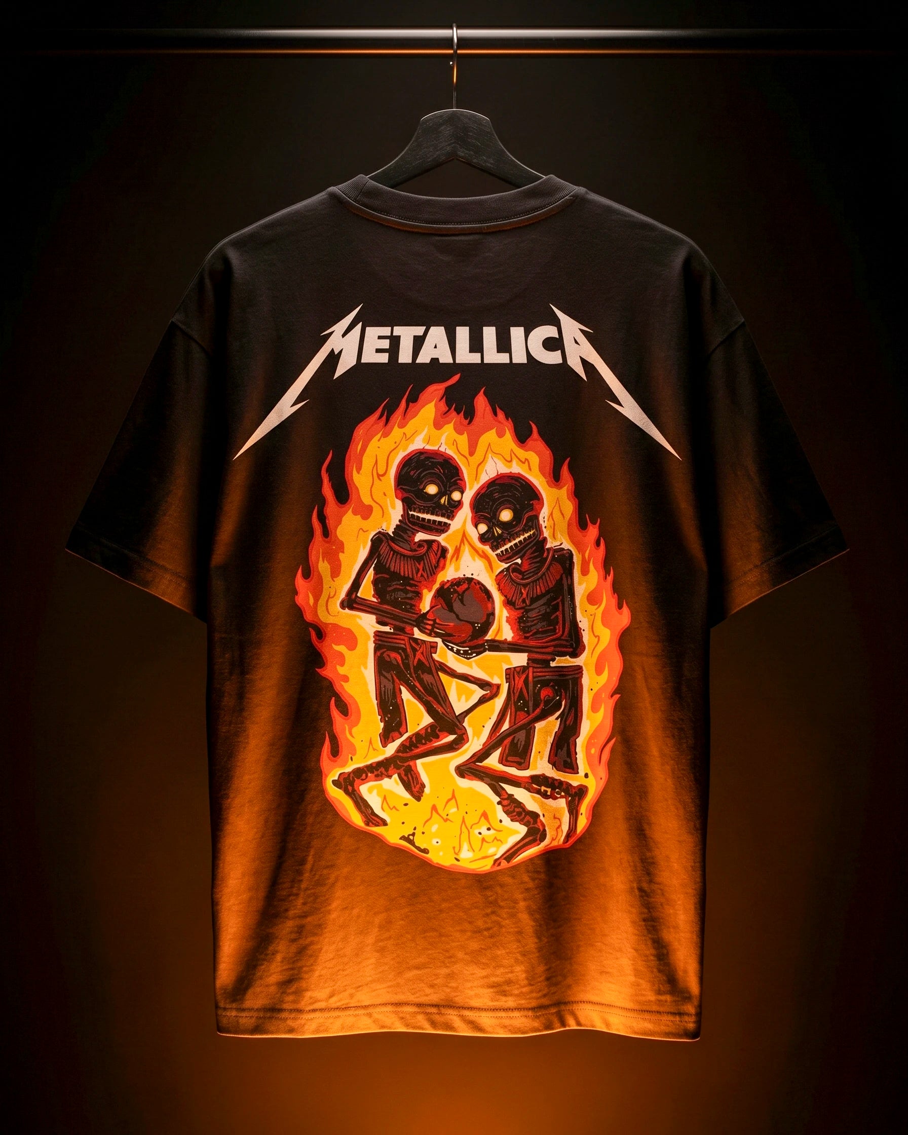 Playera Metallica – Esqueletos en Llamas