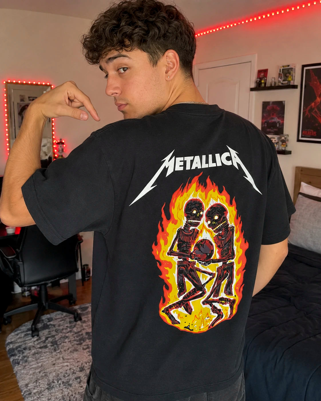 Playera Metallica – Esqueletos en Llamas