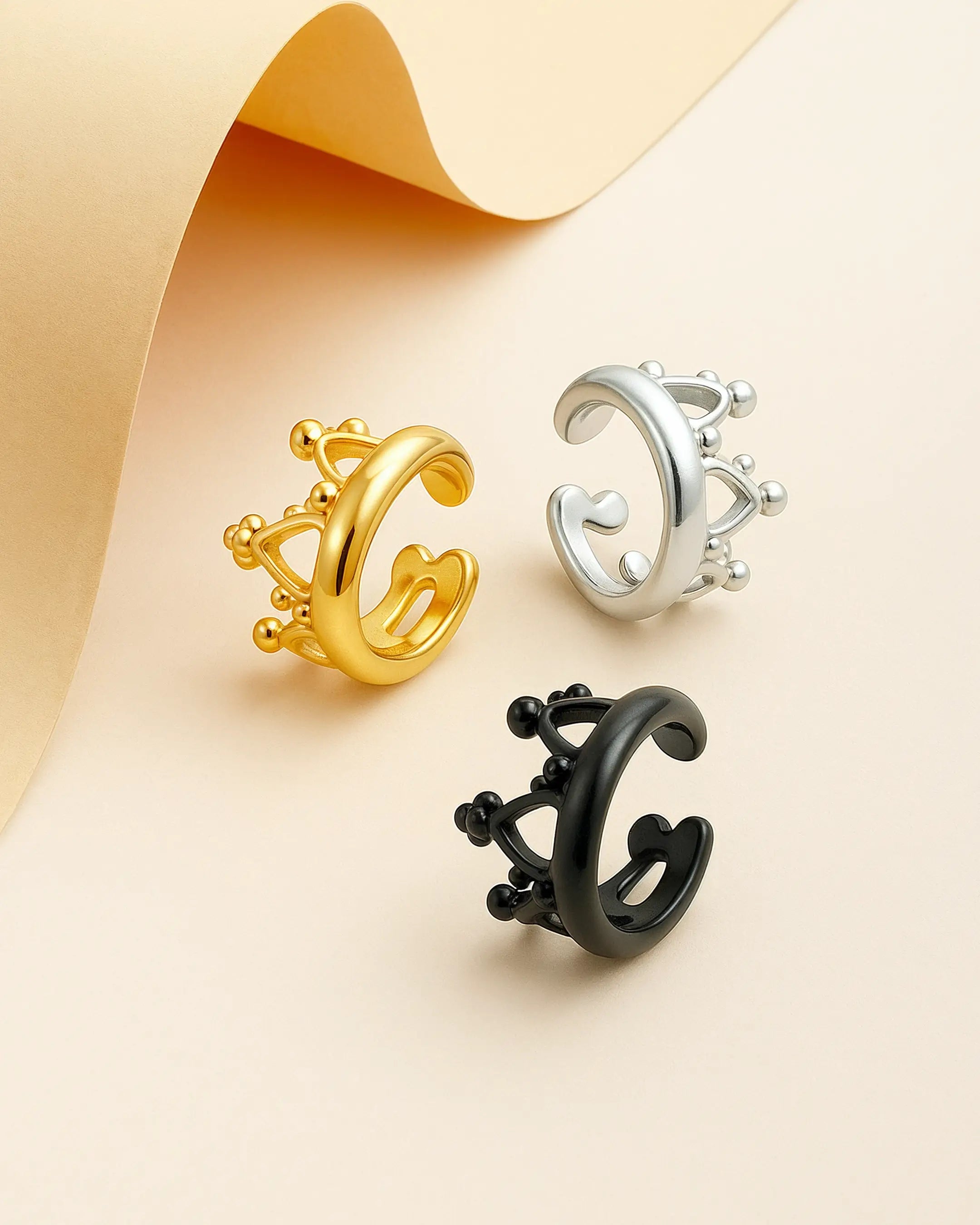 CuffQueen – Set de 3 Ear Cuffs de Corona
