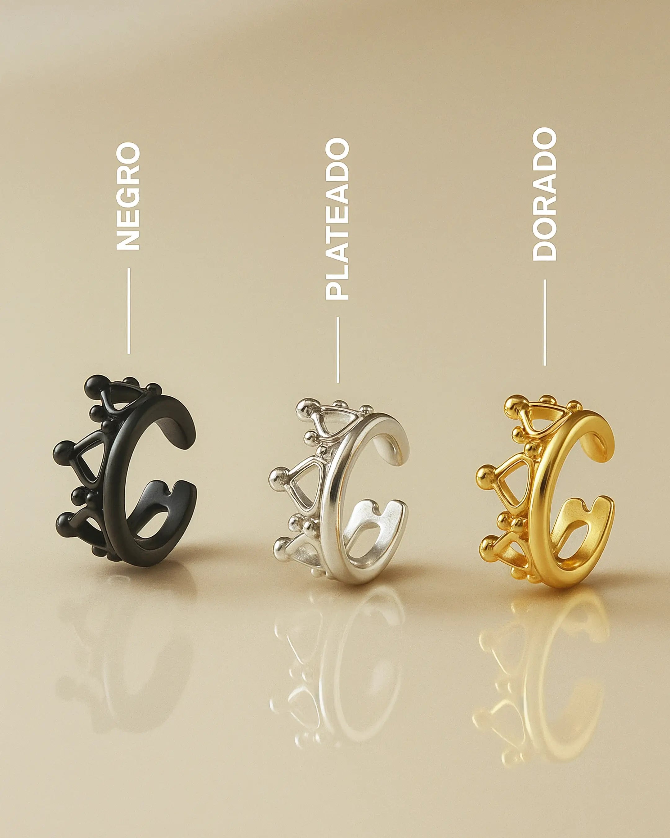 CuffQueen – Set de 3 Ear Cuffs de Corona