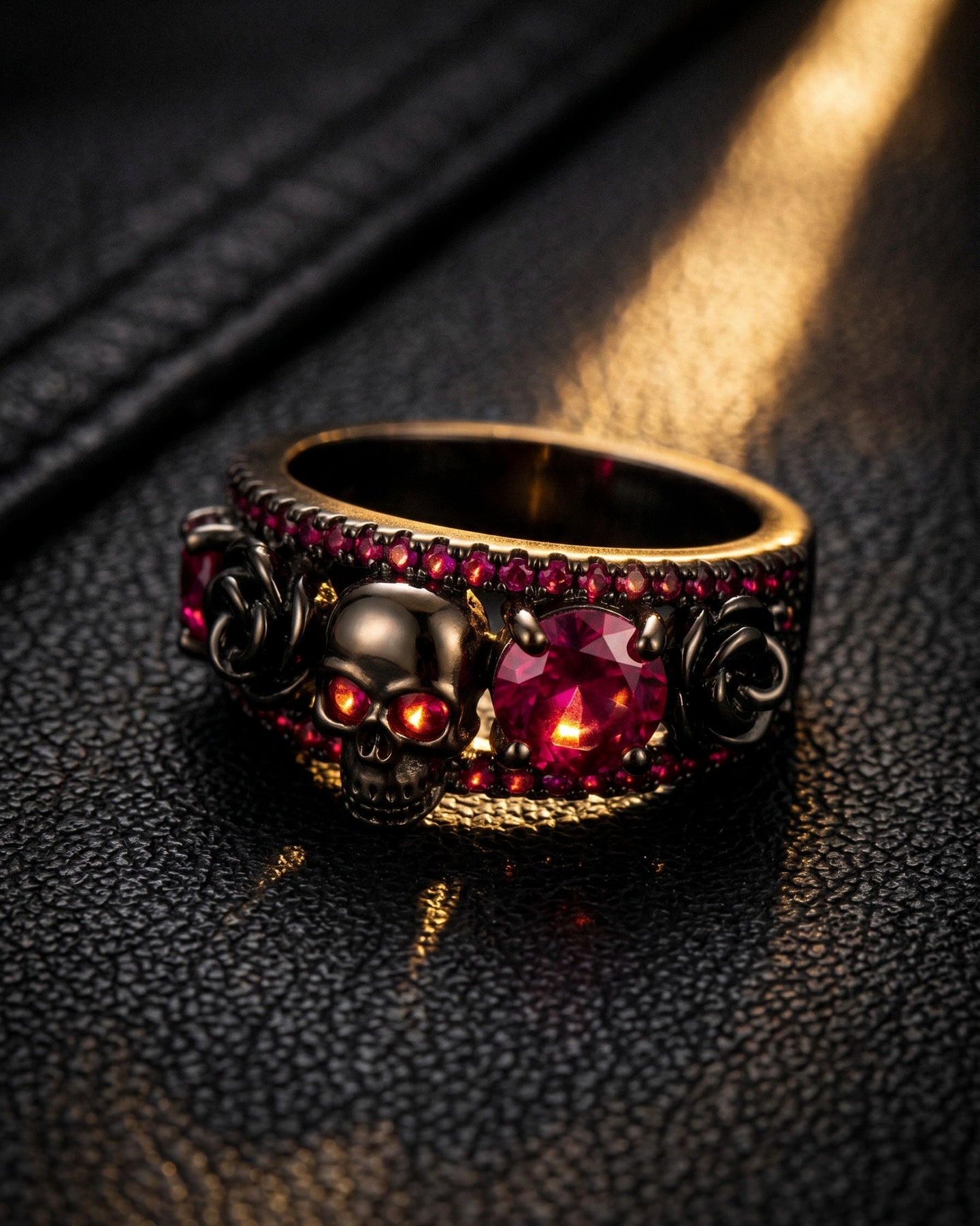 Anillo Calavera Rosa – Acabado Negro