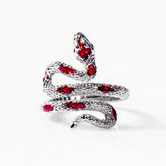 Anillo de Serpiente con Perlas Rojas - My Rebel Shop