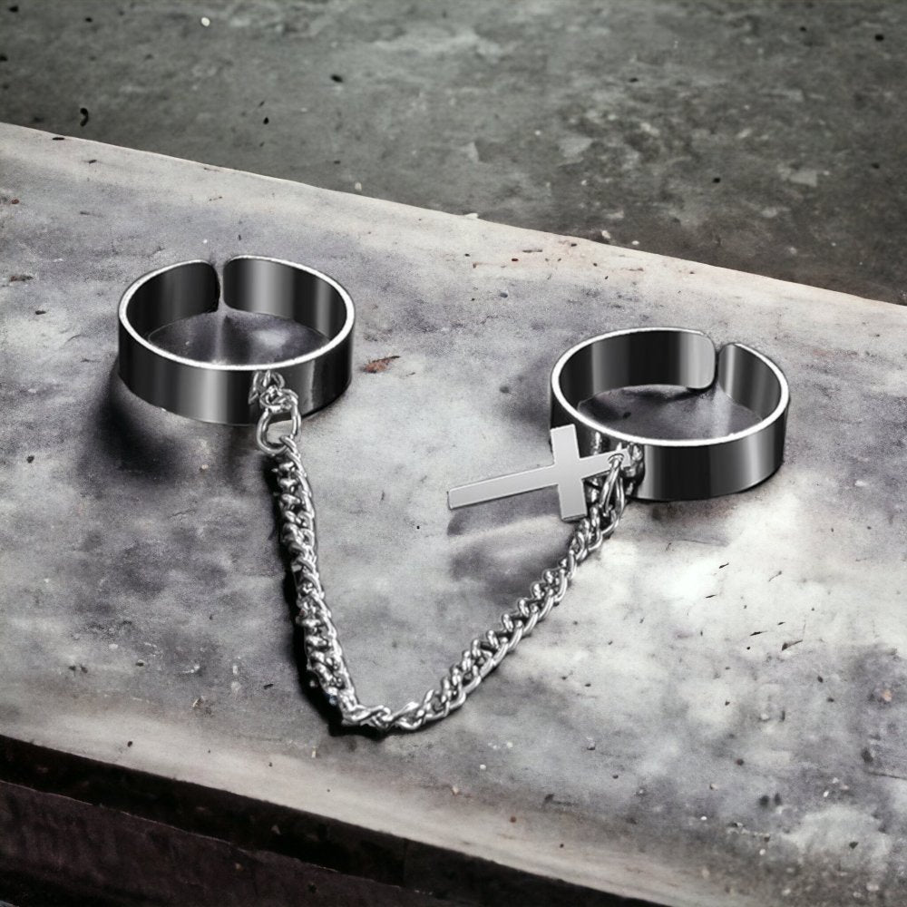 Anillo doble con cruz - My Rebel Shop
