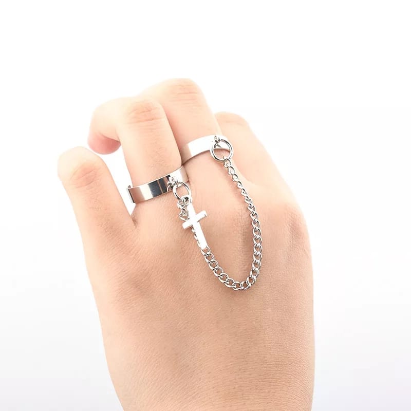 Anillo doble con cruz - My Rebel Shop