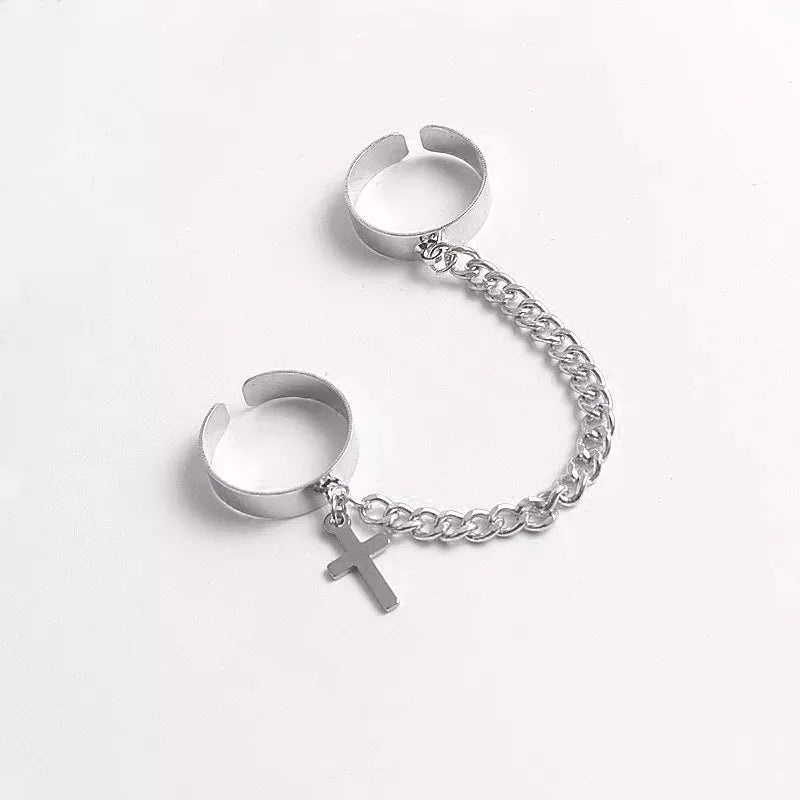 Anillo doble con cruz - My Rebel Shop