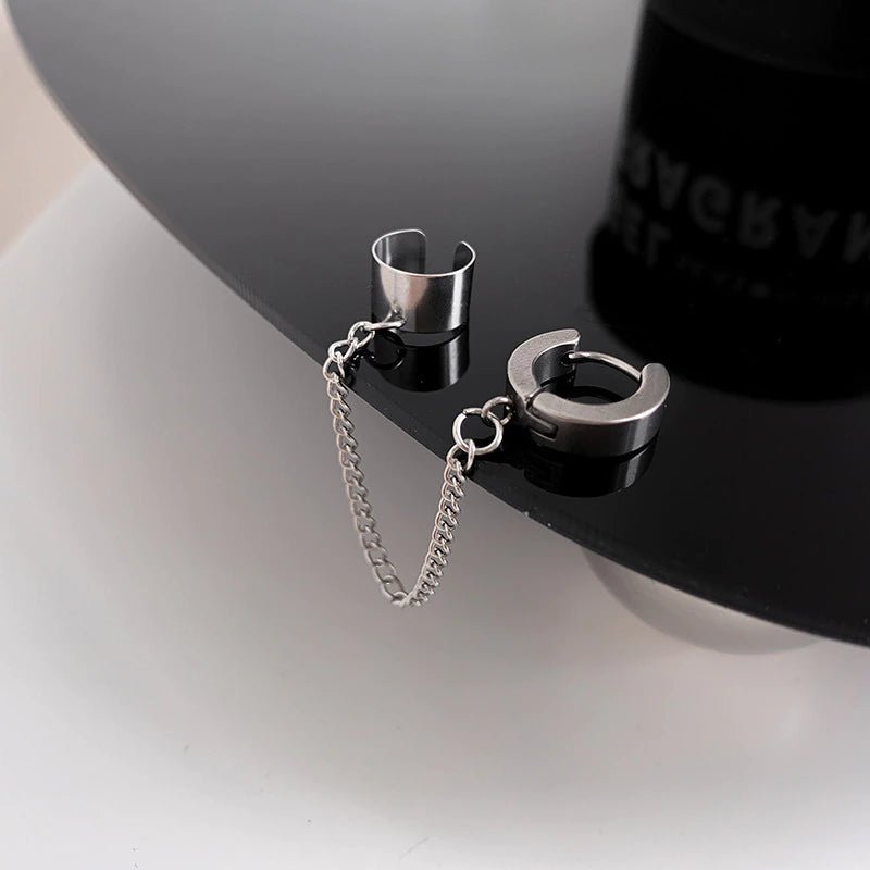 Arete doble con cadena - My Rebel Shop