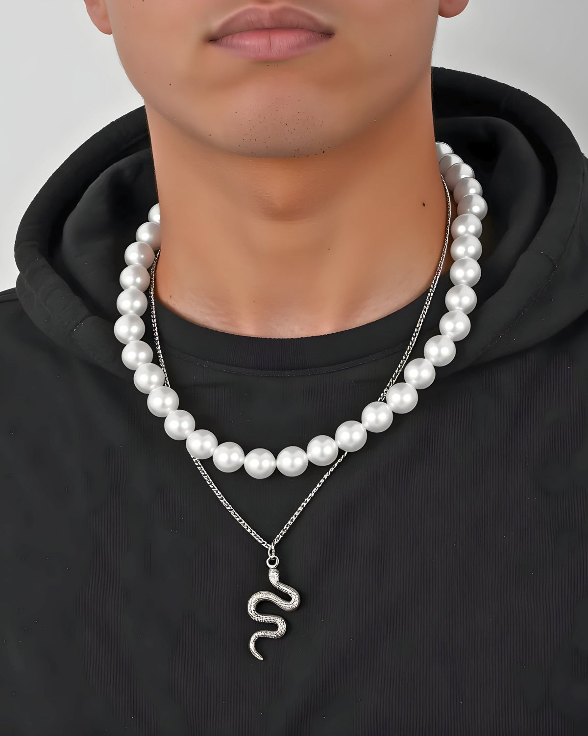 Collar Dúo de Perlas y Serpiente - My Rebel Shop
