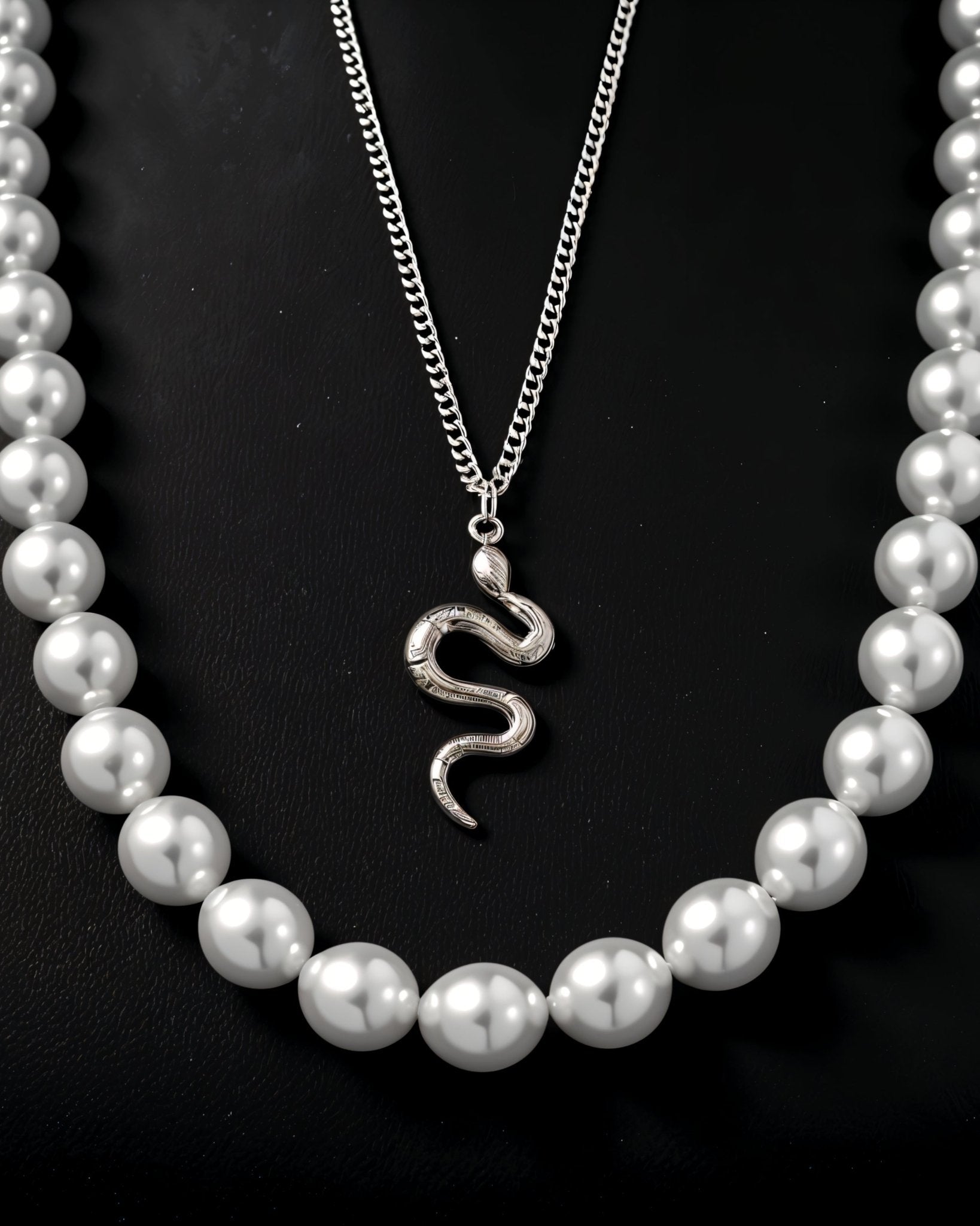 Collar Dúo de Perlas y Serpiente - My Rebel Shop