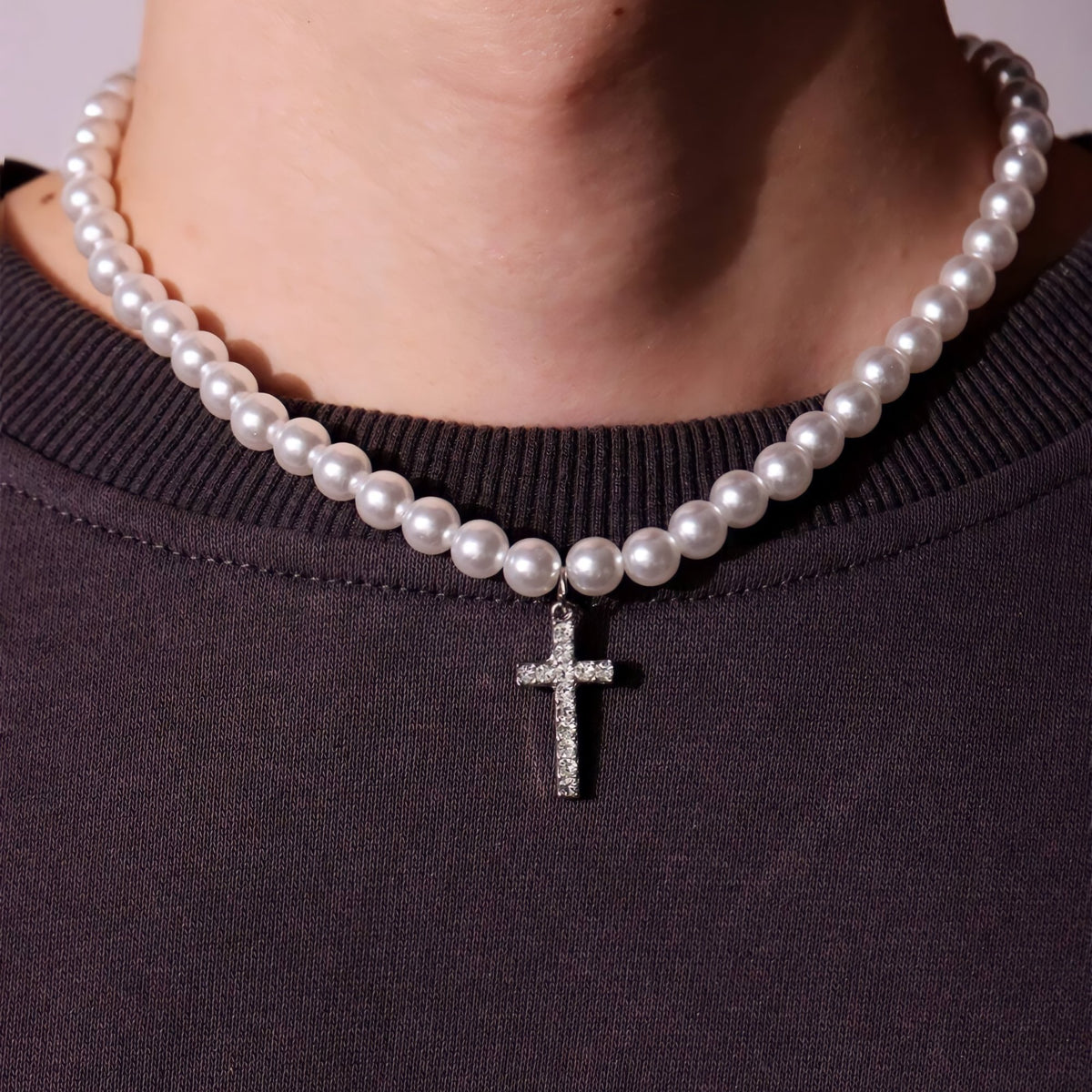 Collar Perlas con Cruz - My Rebel Shop