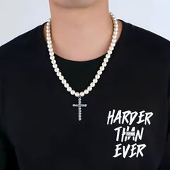 Collar Perlas con Cruz - My Rebel Shop