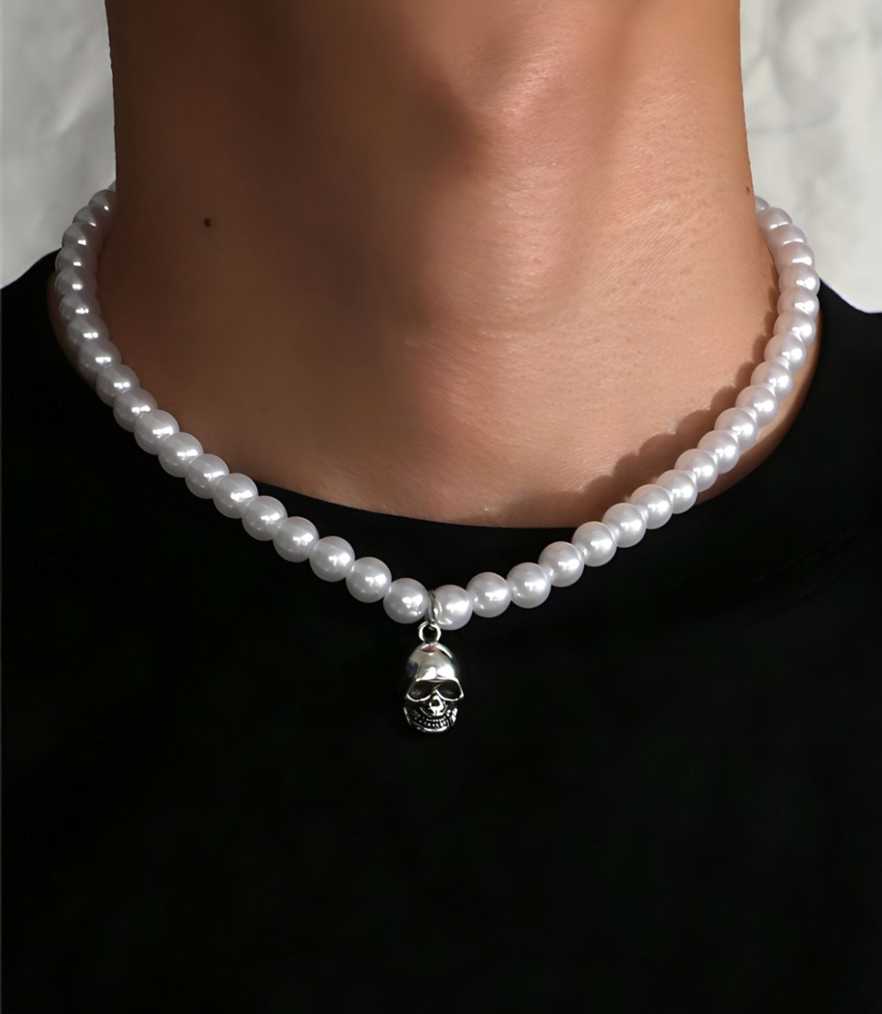 Collar Perlas Skull - My Rebel Shop