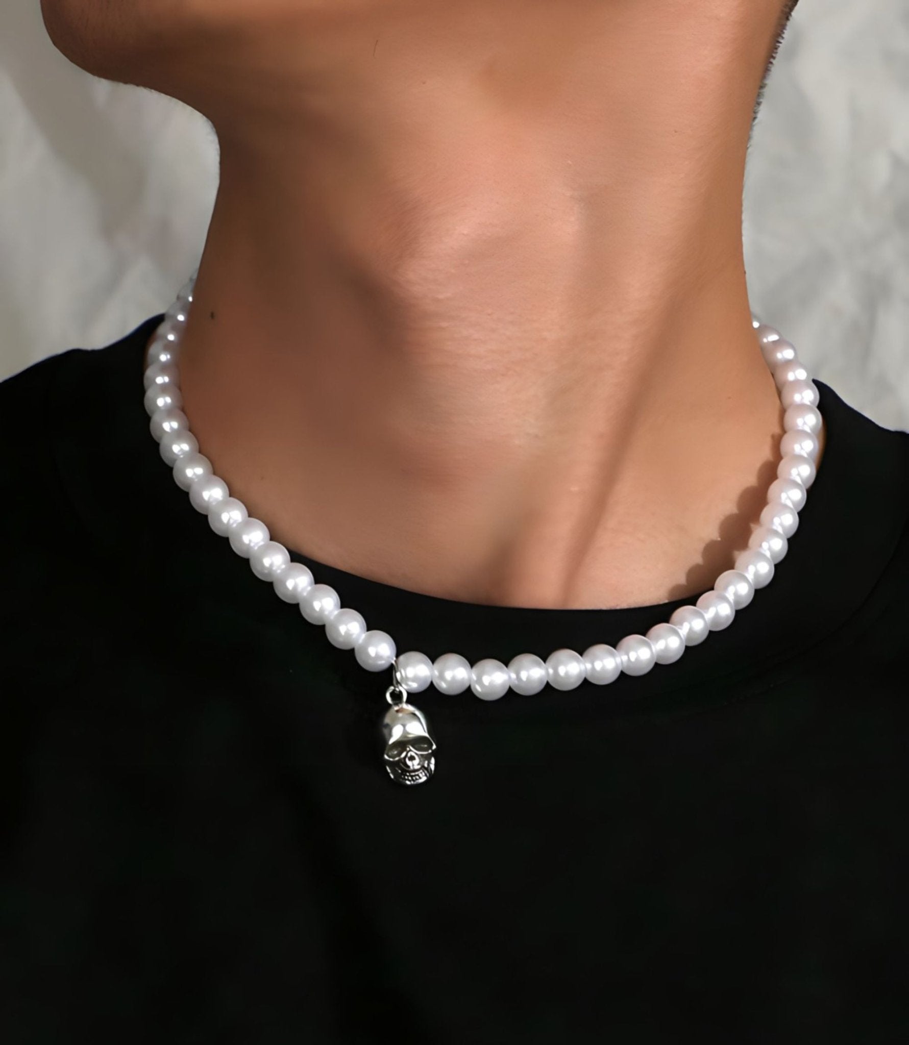 Collar Perlas Skull - My Rebel Shop