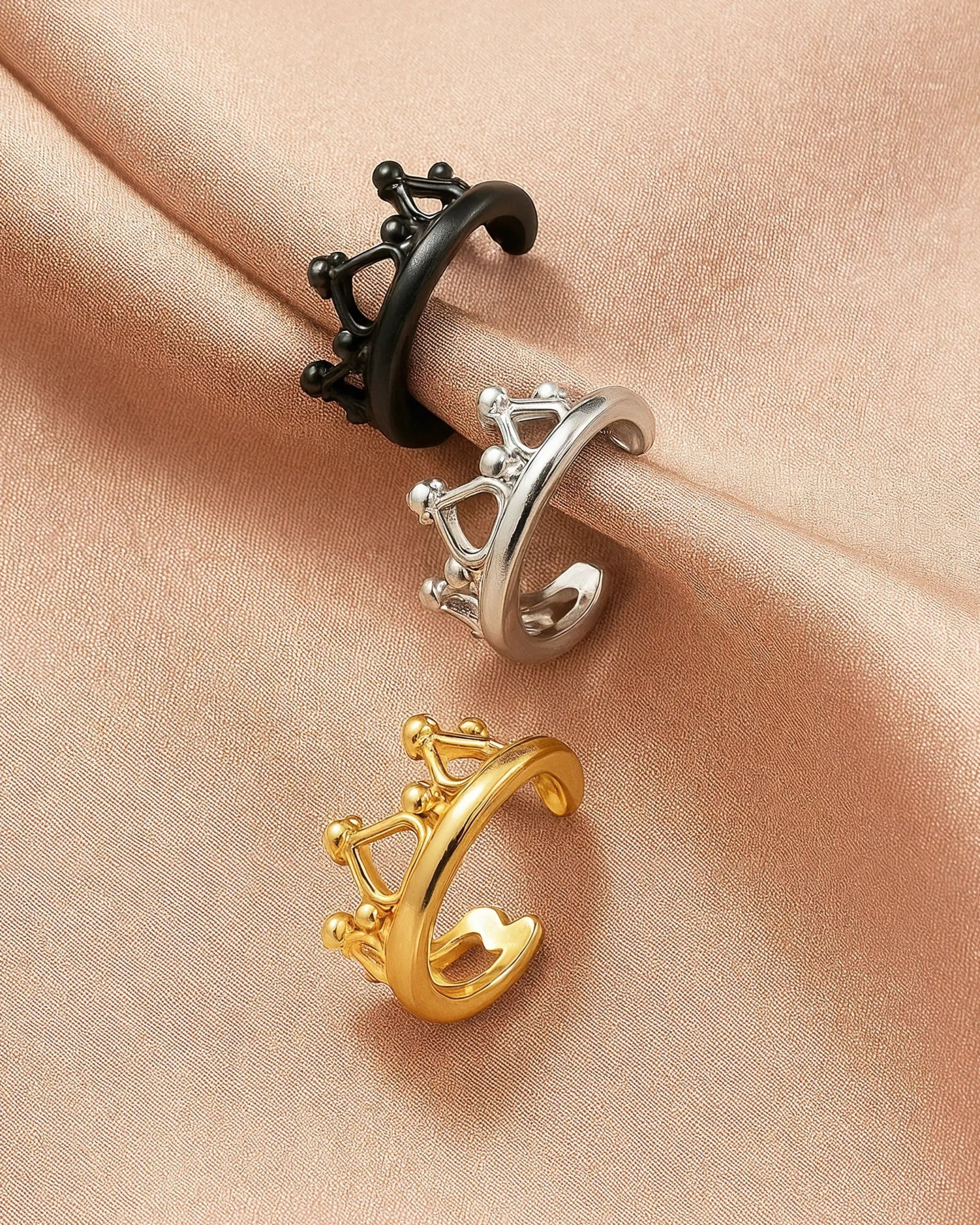 CuffQueen – Set de 3 Ear Cuffs de Corona - My Rebel Shop