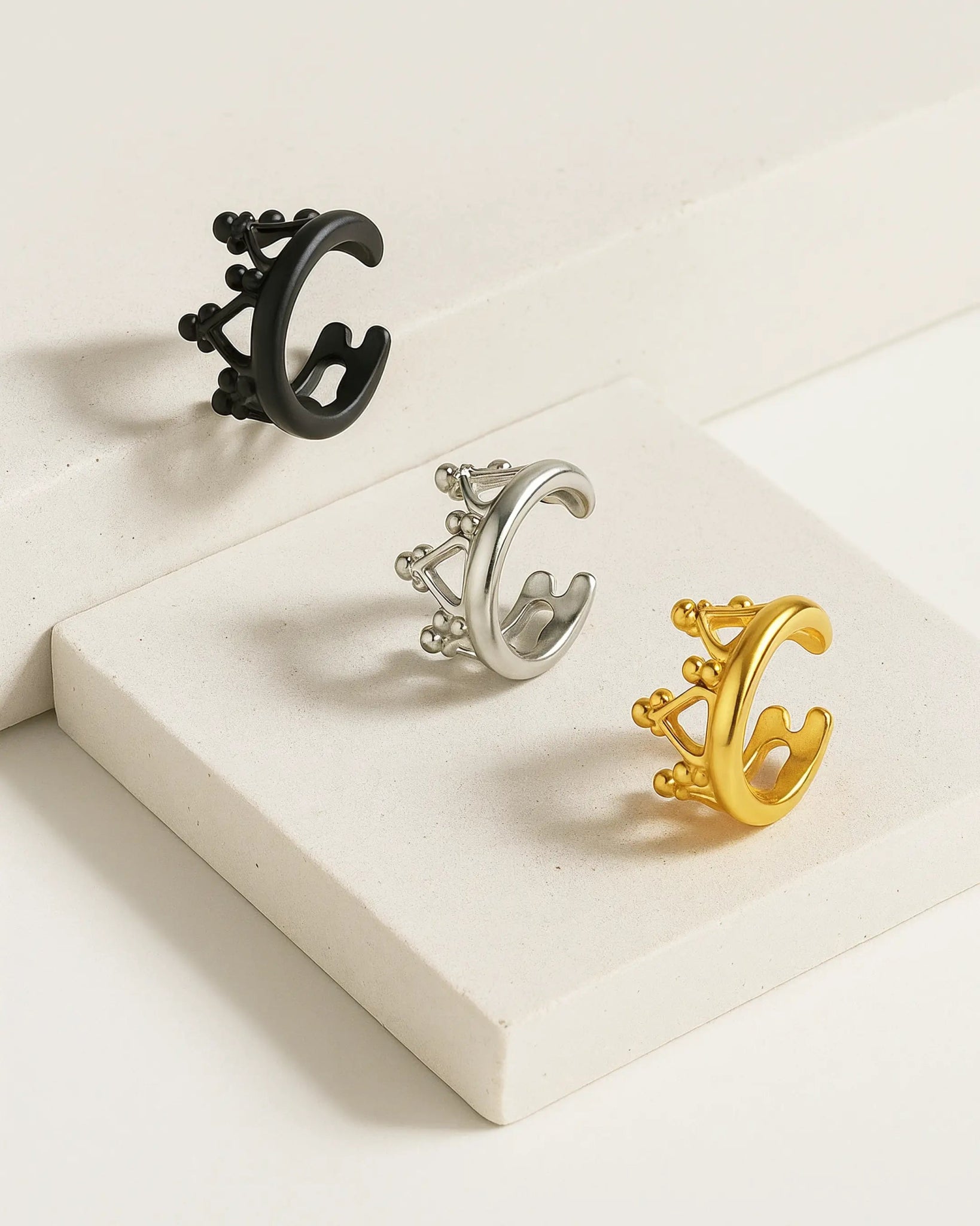CuffQueen – Set de 3 Ear Cuffs de Corona - My Rebel Shop