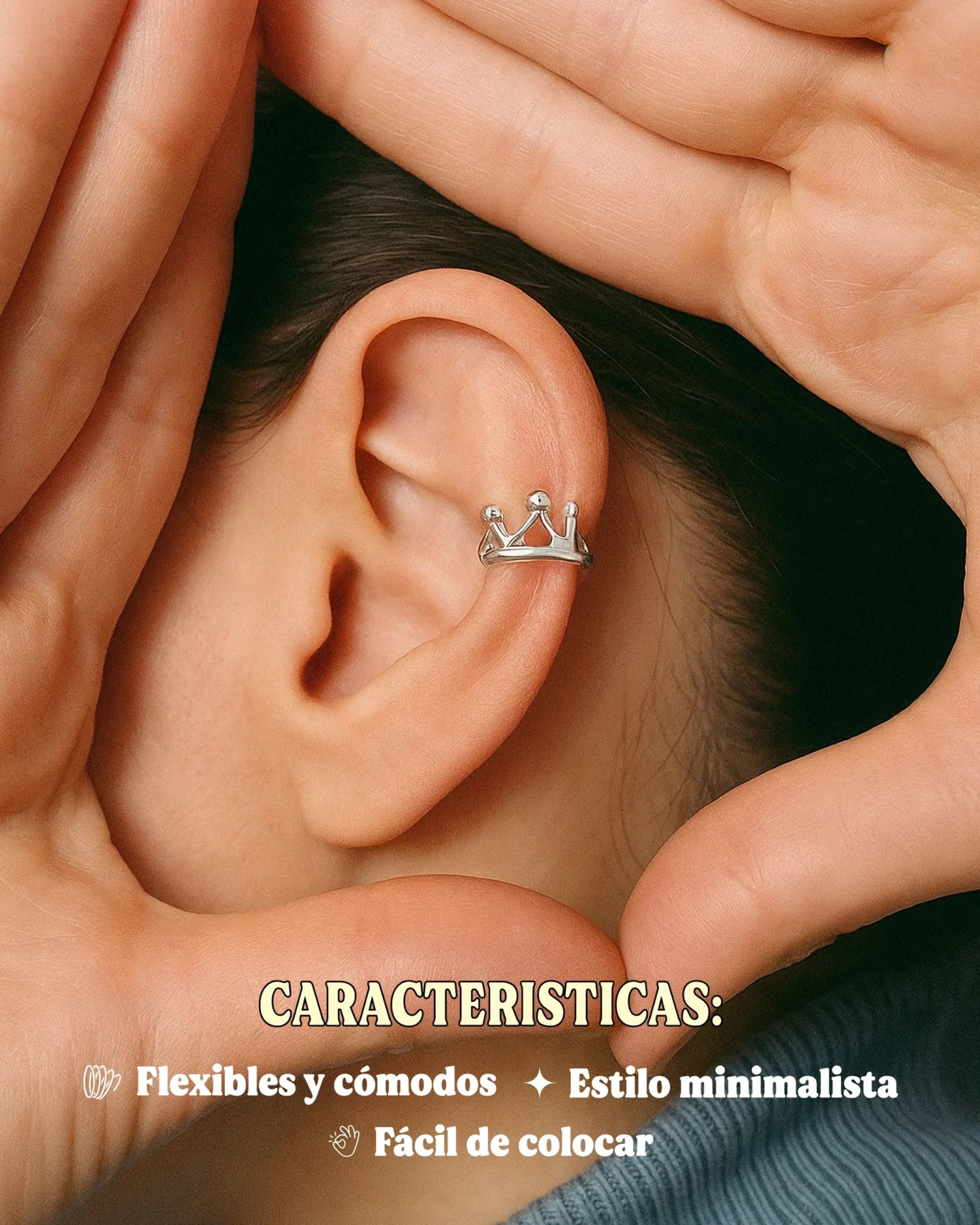 CuffQueen – Set de 3 Ear Cuffs de Corona - My Rebel Shop